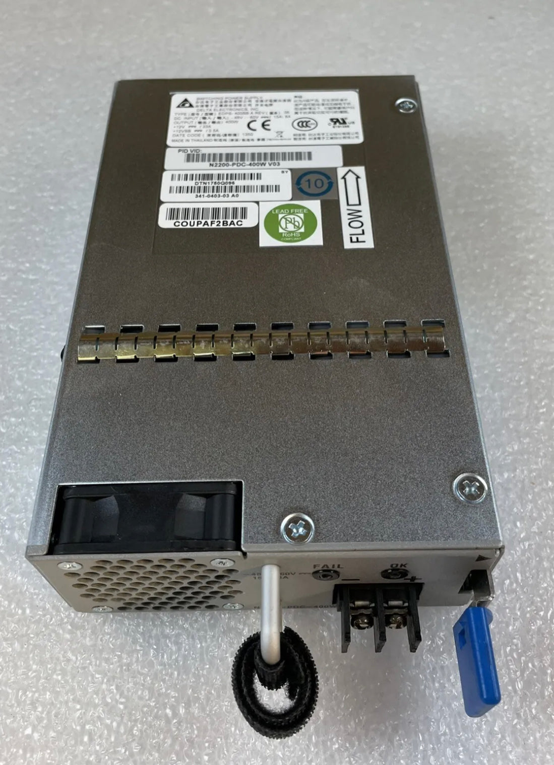 Cisco N2200-PDC-400W Nexus 2k/3k DC-Netzteil Standard-Luftstromanschluss seitliche Abluft