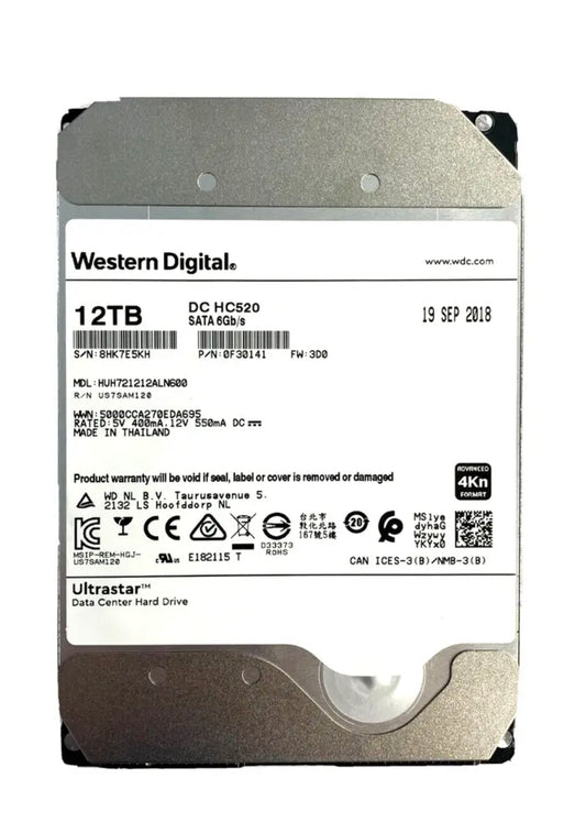 WESTERN DIGITAL HUH721212ALN600 Жесткий диск 12 ТБ SATA 6 Гбит/с 3,5 дюйма 0F30141