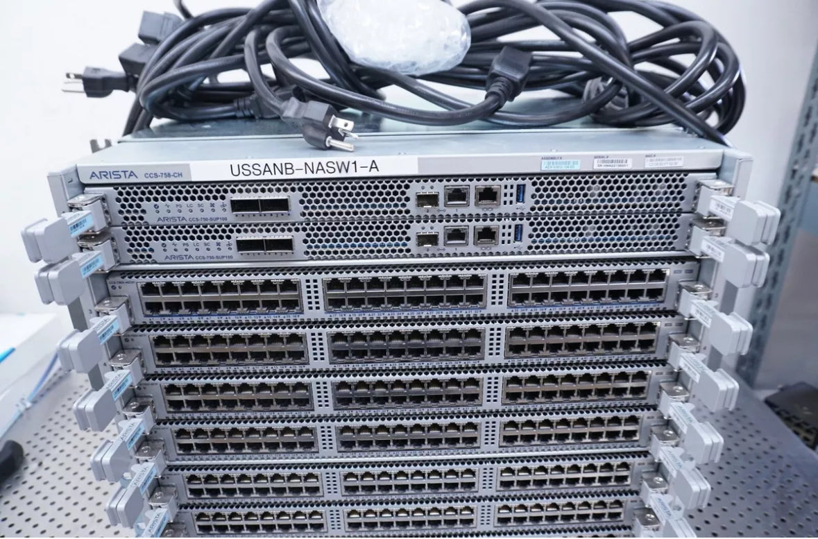 ARISTA CCS-758-CH campus switches With 2x SUP100 1x 750X-48ZXP & 7x 48TP Cards