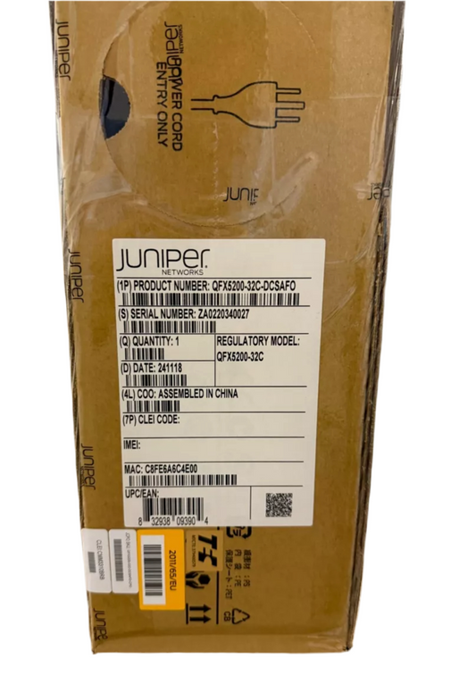 Juniper NEW Sealed QFX5200-32C-DCSAFO 32 QSFP+ ports, redundant fans