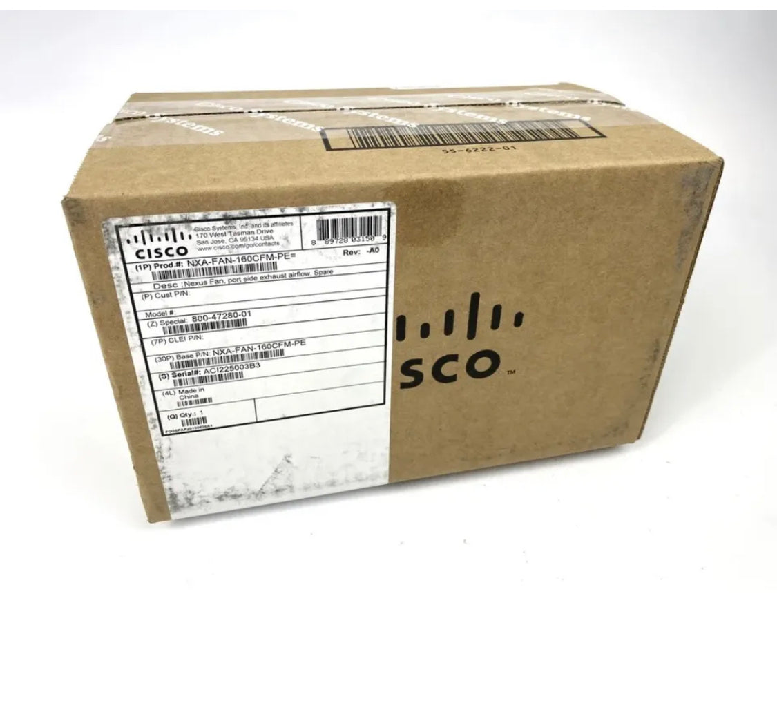 NEU versiegelt im Karton Cisco NXA-FAN-160CFM-PE Nexus-Lüfteranschluss seitlicher Abluftstrom