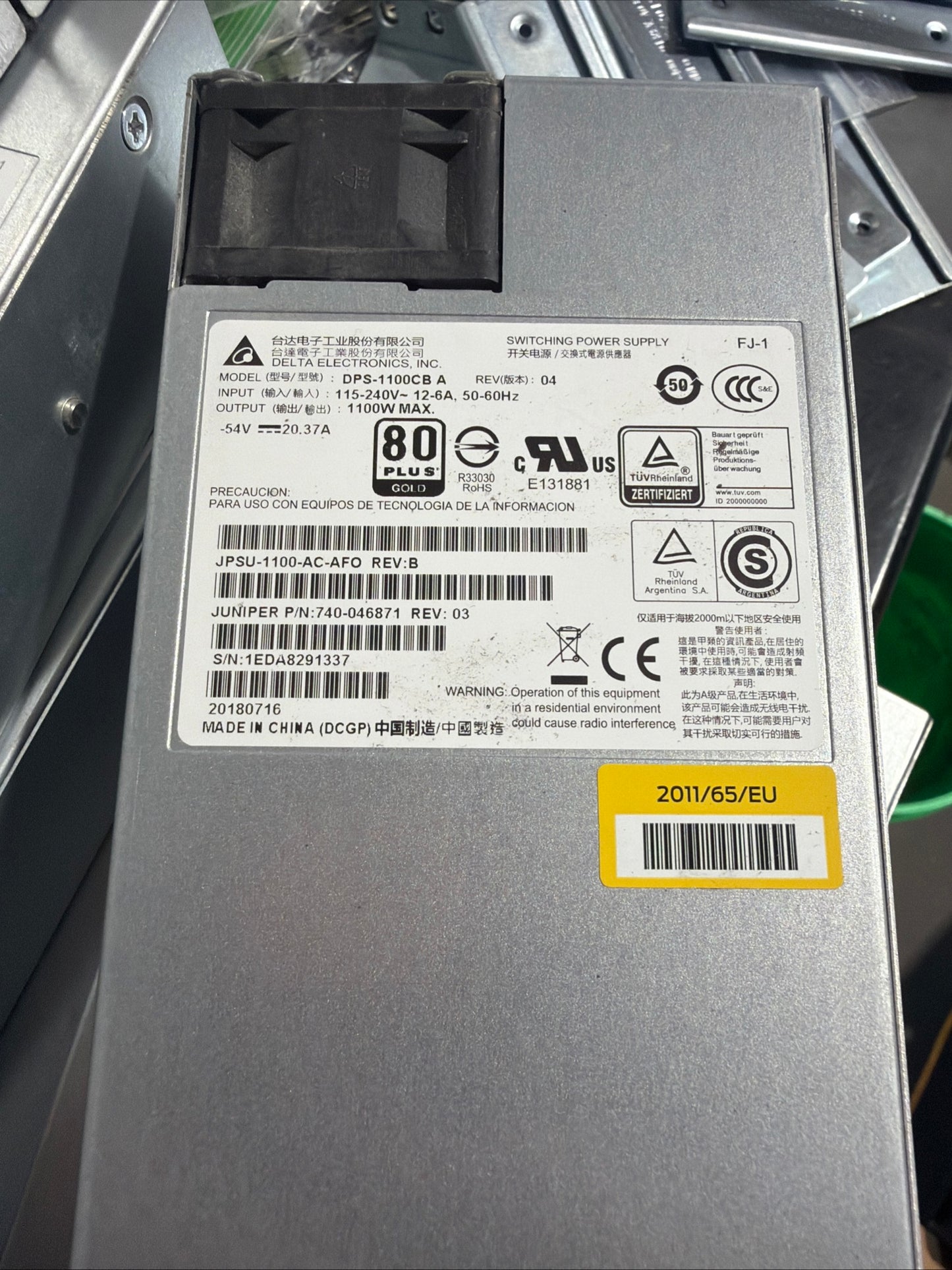 Juniper JPSU-1100-AC-AFO 1100W Switching Power Supplies -Same Day Shipping