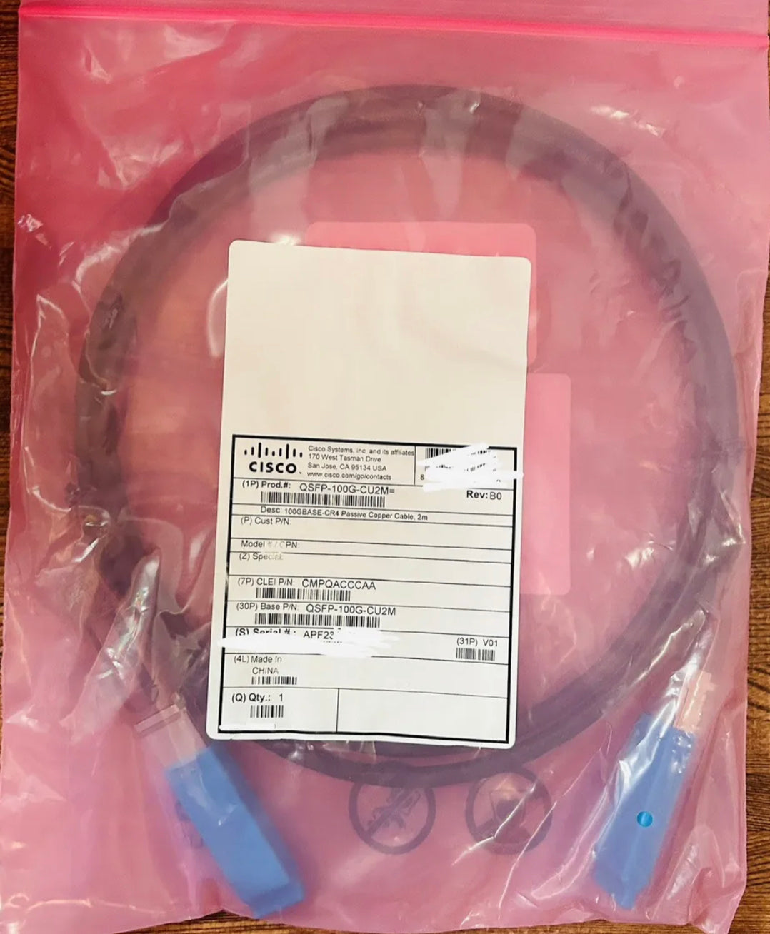 Cisco QSFP-100G-CU2M 100GBASE-CR4 Passives Kupferkabel – Direktanschlusskabel