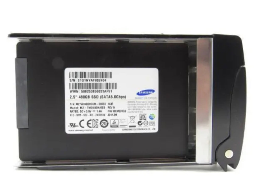 Твердотельный накопитель Samsung MZ7WD480HCGM, 480 ГБ, 2,5 дюйма, 6 Гбит/с, MZ-7WD480N/003 с Caddy