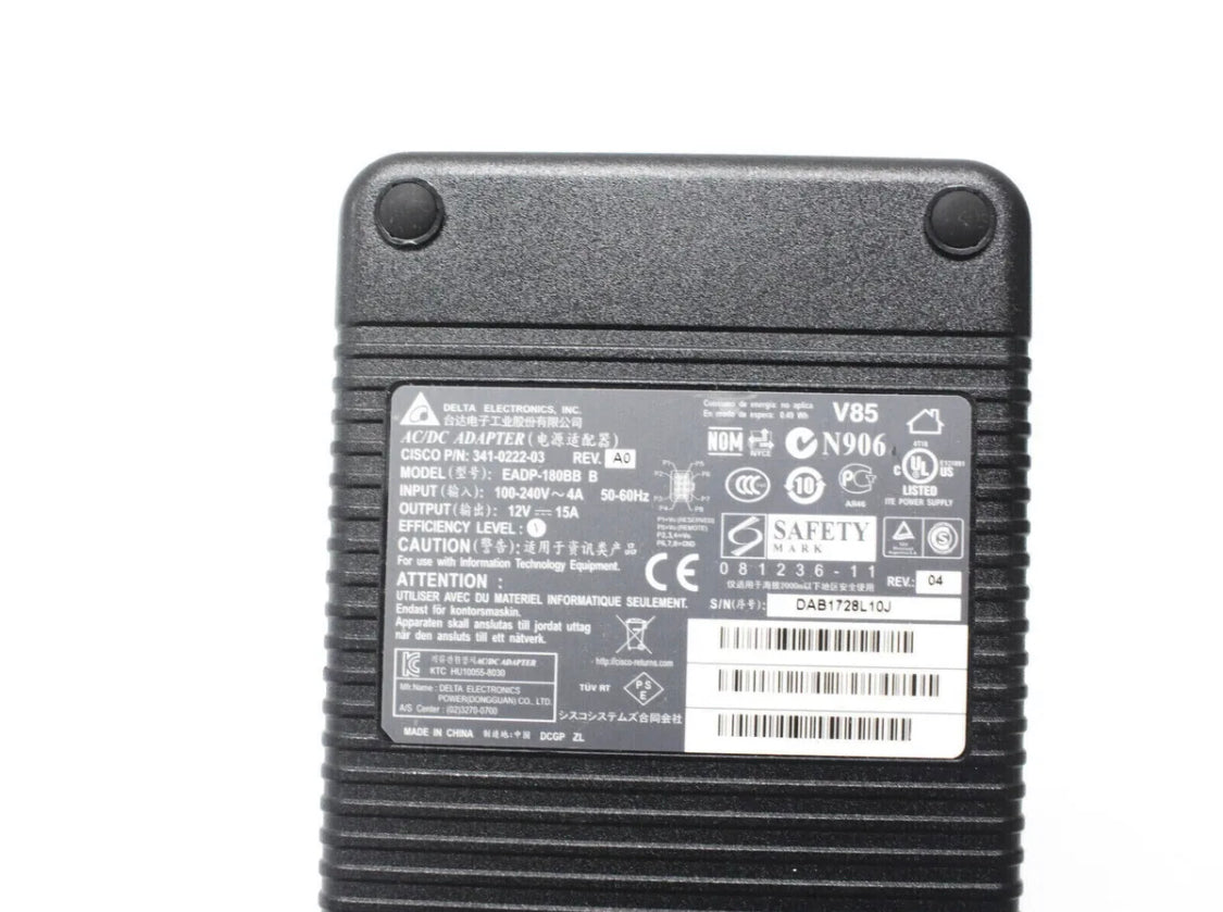 Адаптер переменного тока Cisco Delta, 180 Вт, EADP-180BB B, 8 контактов, 12 В, 15 А, со шнуром 341-0222-02