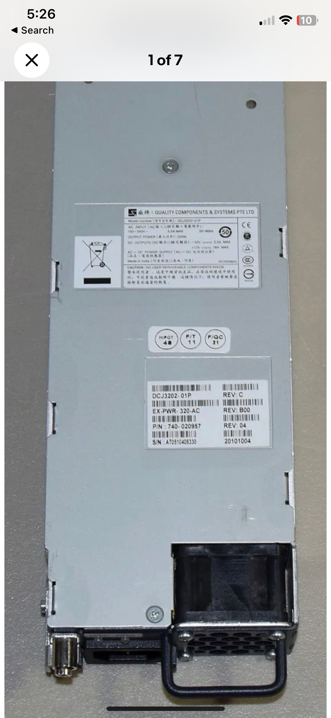 Блок питания Juniper Networks EX3200 EX4200 Series, 320 Вт EX-PWR-320-AC 740-020957