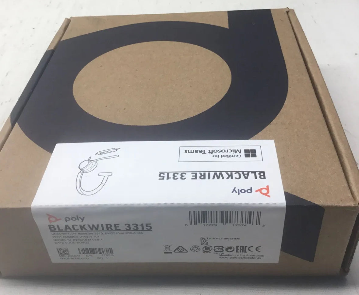 Plantronics BlackWire 3315 USB-A / 214014-101 Mono-Headset / Neu