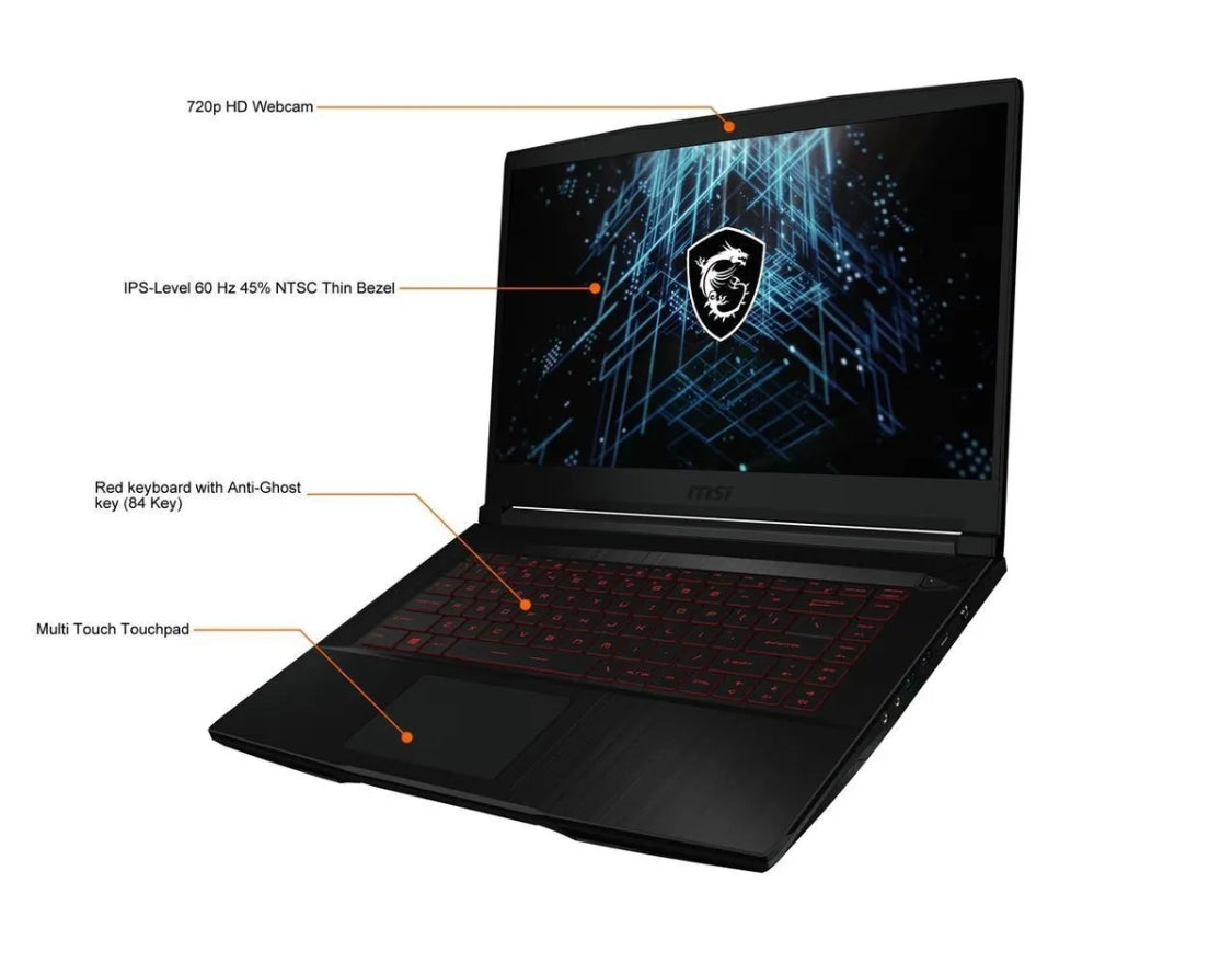 NEUER MSI 15,6 Zoll FHD NVIDIA GTX 1650 Intel i5-11400H 256 GB SSD 8 GB Gaming-Laptop