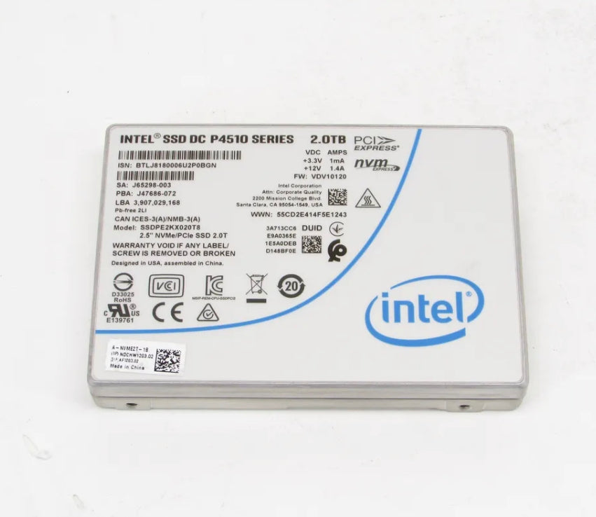 Intel DC P4510-Serie SSDPE2KX020T8 2 TB 2,5-Zoll-NVME-SSD-Solid-State-Laufwerk Klasse A