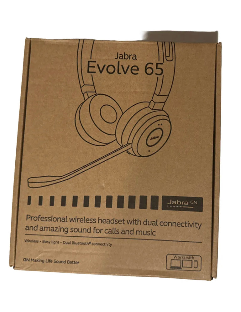 Jabra Evolve 65 Stereo-Bluetooth-Headset mit Originalverpackung und Tragetasche