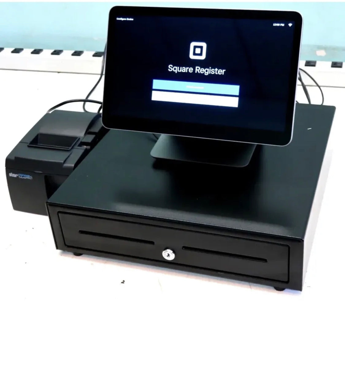 Square POS Terminal Register Complete W/ Printer, And Cash Drawer Stand
