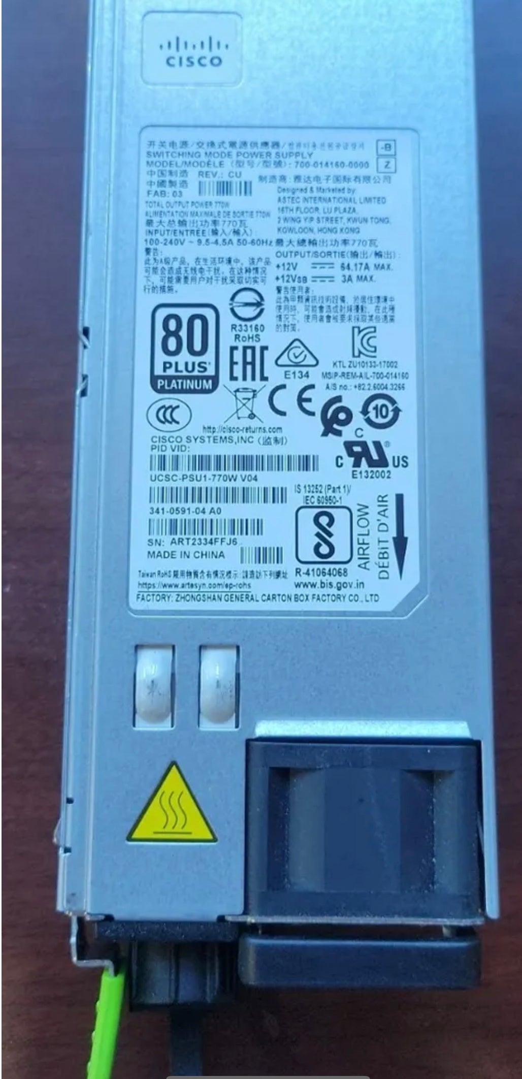 Cisco UCSC-PSU1-770W 770-Watt-Servernetzteil