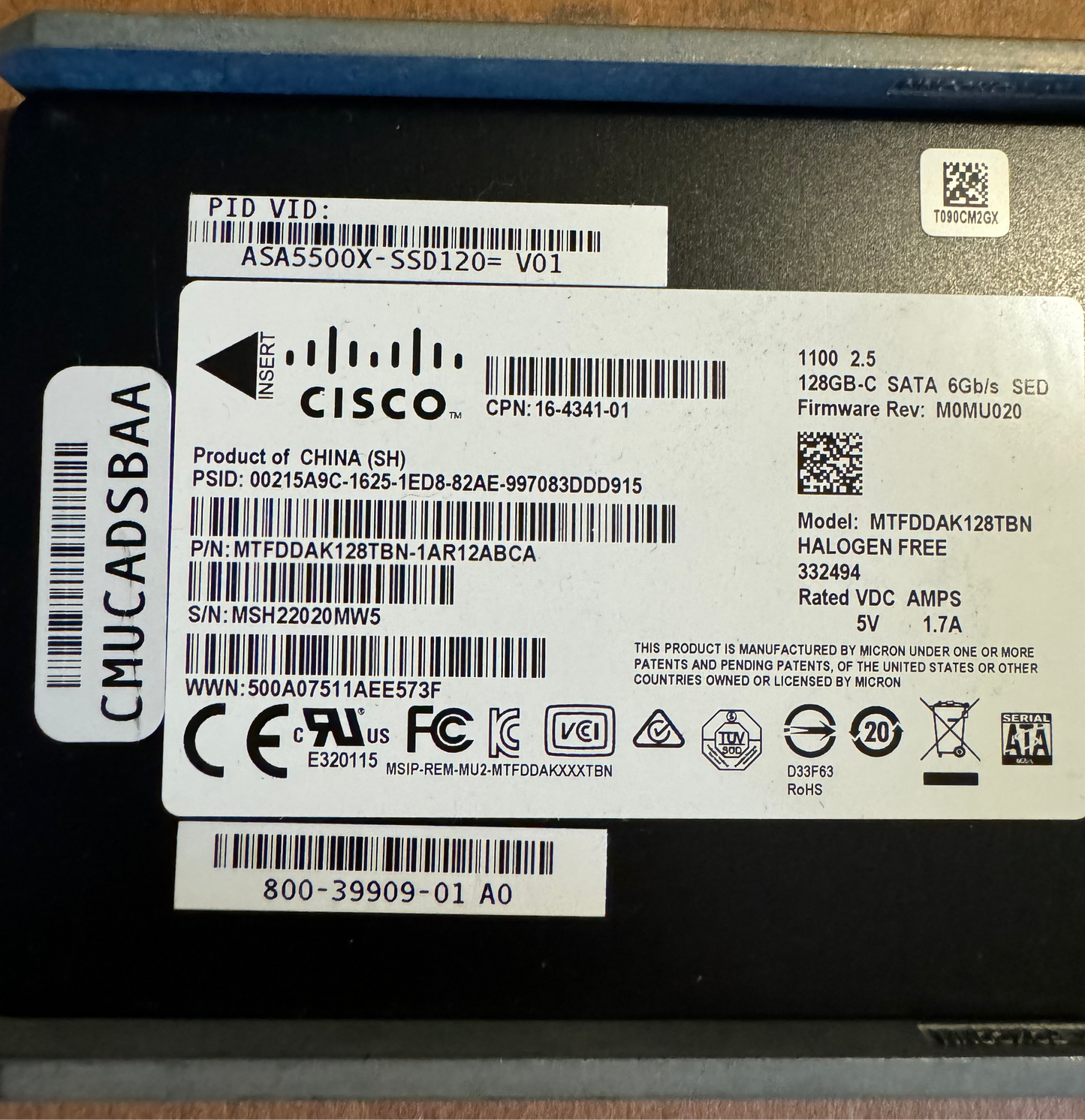 CISCO ASA5500X-SSD120 ASA 5512-X through 5555-X 120 GB MLC SED SSD