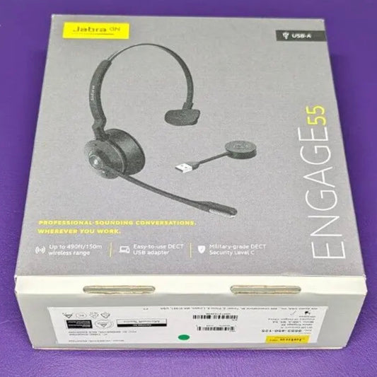 New Jabra Wireless Mono Headset Engage 55 w/ Wireless USB Adapter