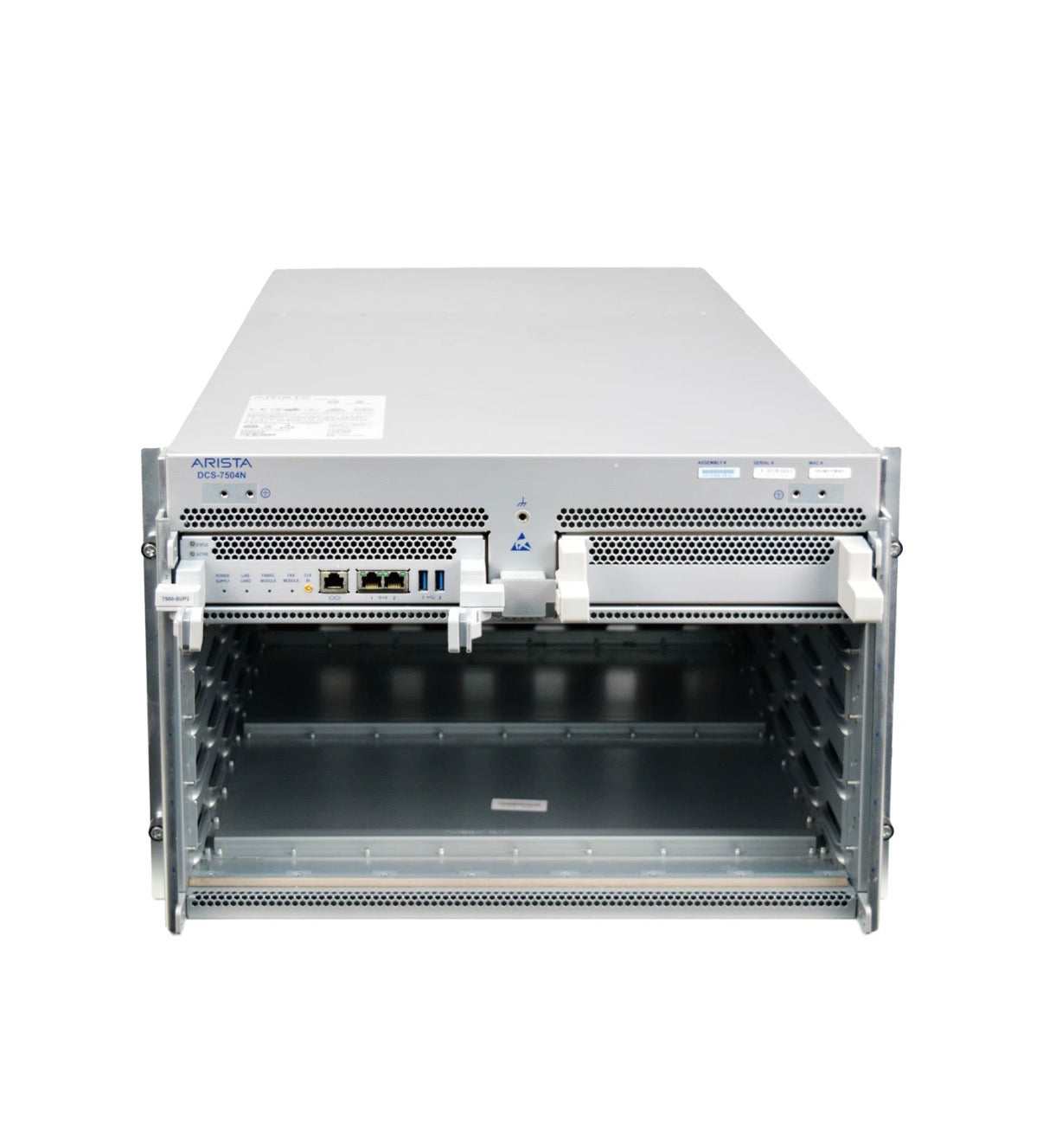 Arista DCS-7504N-CH With (1) SUP-2 (6) FAB (4) AC Powers       4-Slot 7500R 7504R pictured