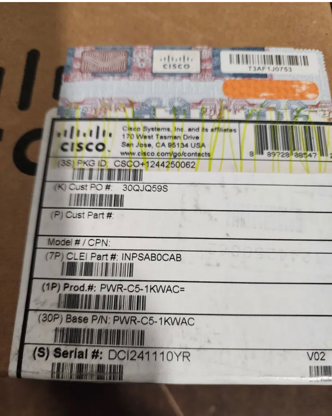 Cisco PWR-C5-1KWAC Power supply Brand New Sealed Box