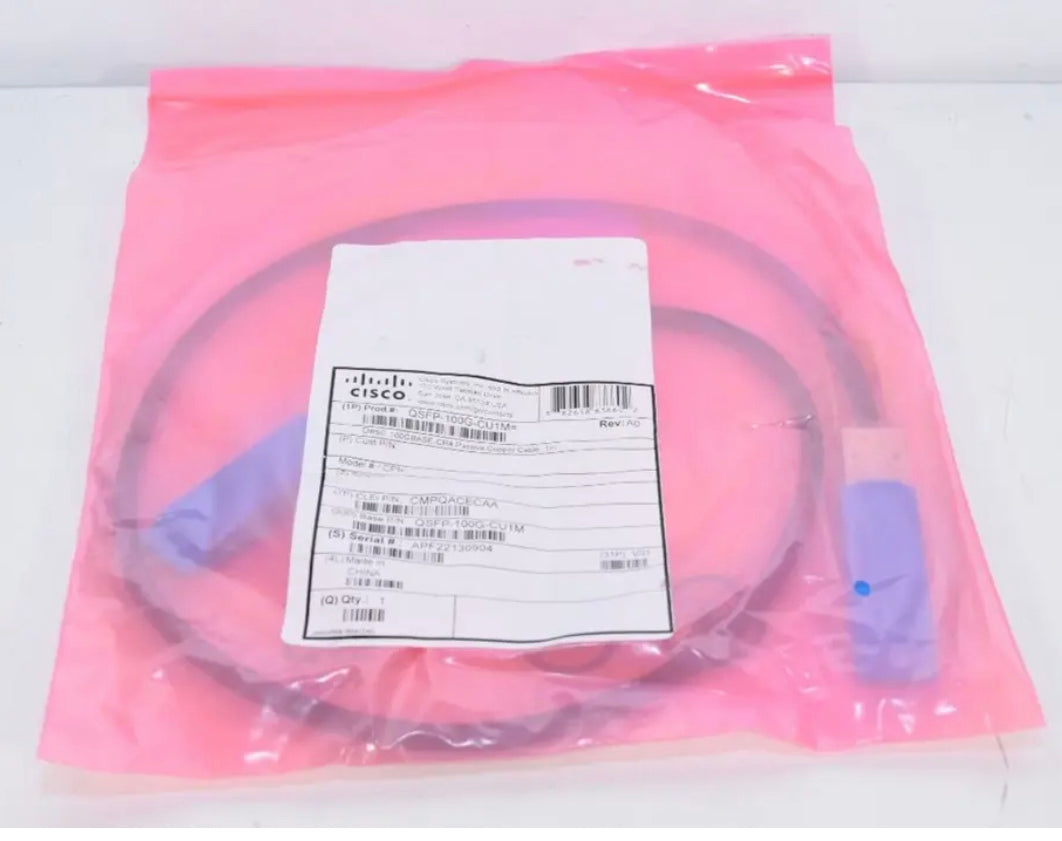 Cisco 100GBASE-CR4 Passive Copper Direct Attach Cable, QSFP-100G-CU1M, Refurbished, Original