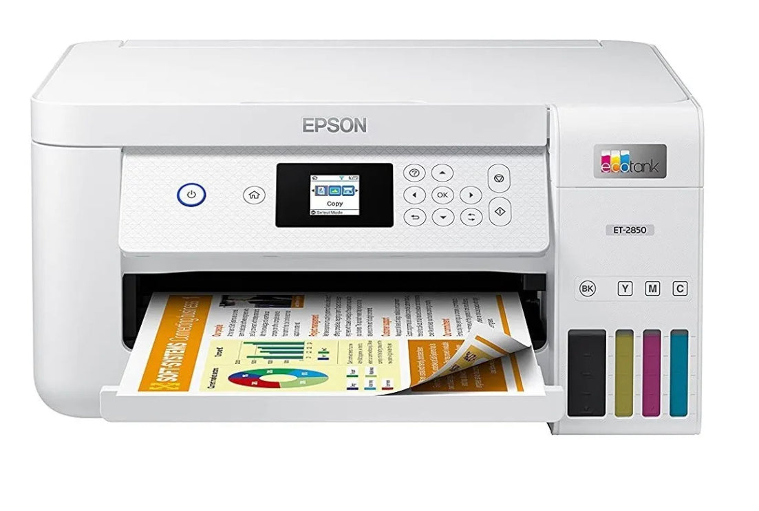 Epson EcoTank ET-2850 White Wireless Color All-in-One Printer™ Copier and Scanner