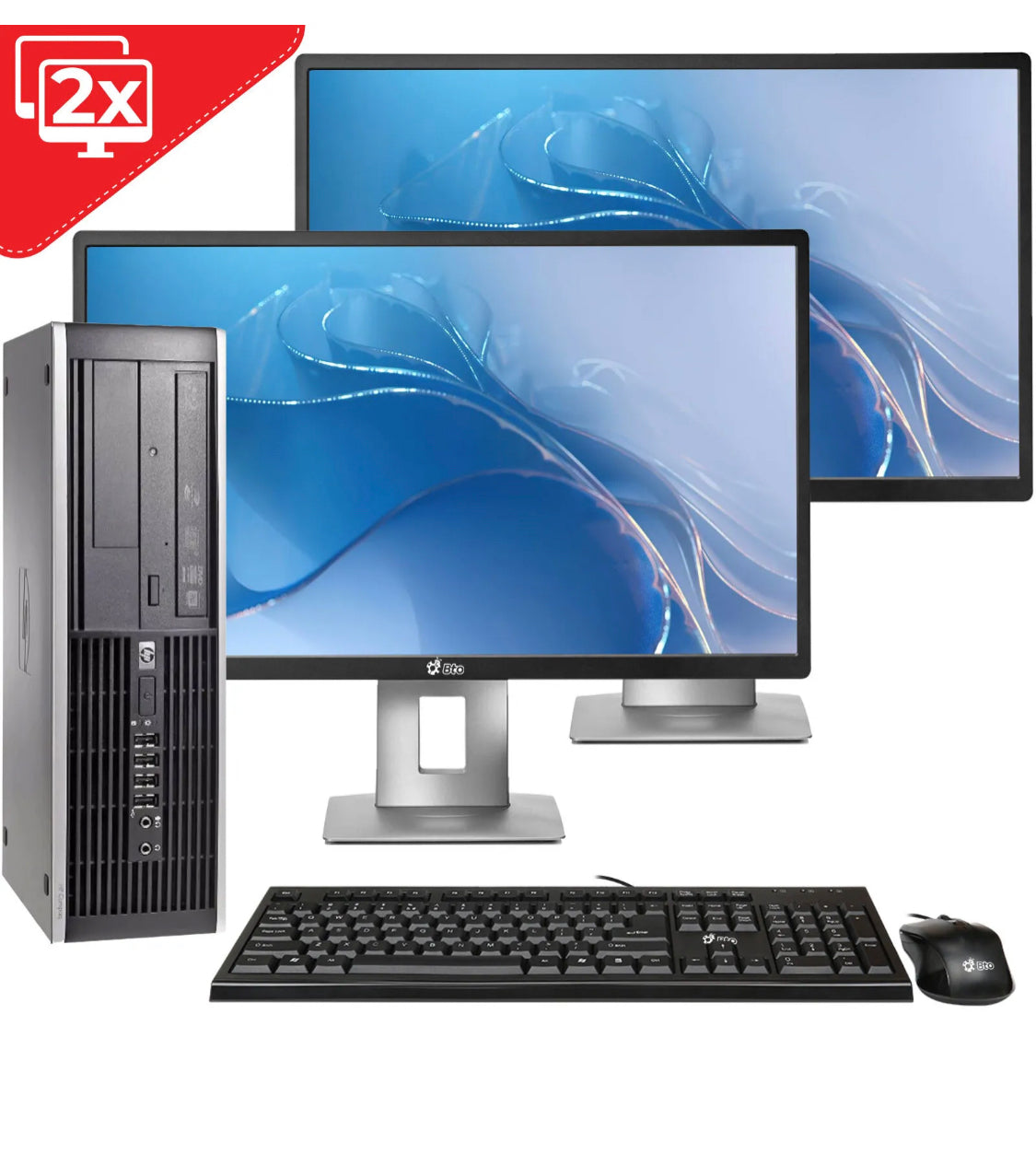 HP Desktop Computer PC Intel i5 16GB Ram 2TB 512GB SSD, Dual 19 inch LCD display Wi-Fi Windows 10