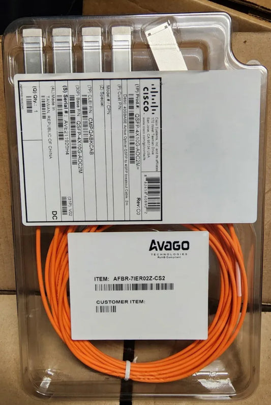 Cisco QSFP-4X10G-AOC2M 2M 40G QSFP to 4 SFP Active Optical Breakout Cable