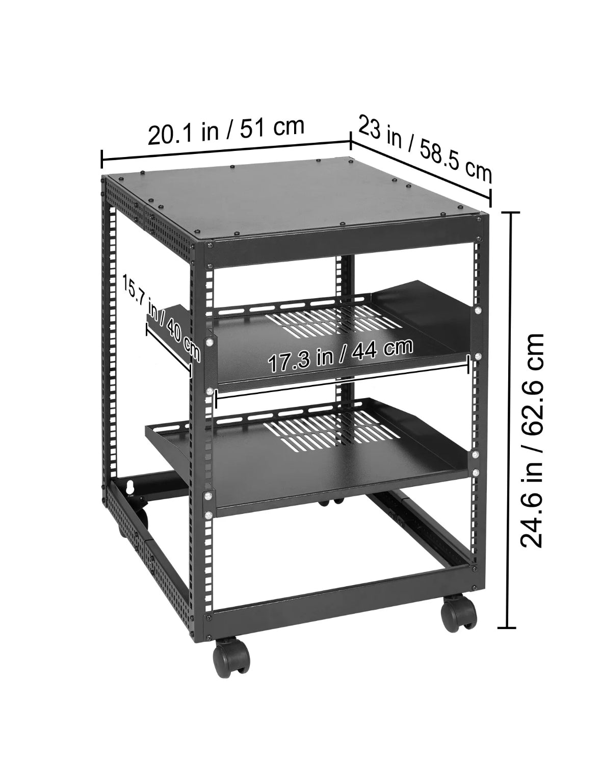 12U 4 Post Open Frame Server Rack Network Enclosure 15''-40'' Adjustable