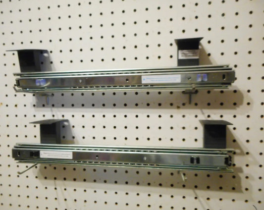 PAIR  RACKMOUNT DRAWER/KEYBOARD RAIL SLIDE SETS WITH RISERS/HANGERS 18 to 36 1/2