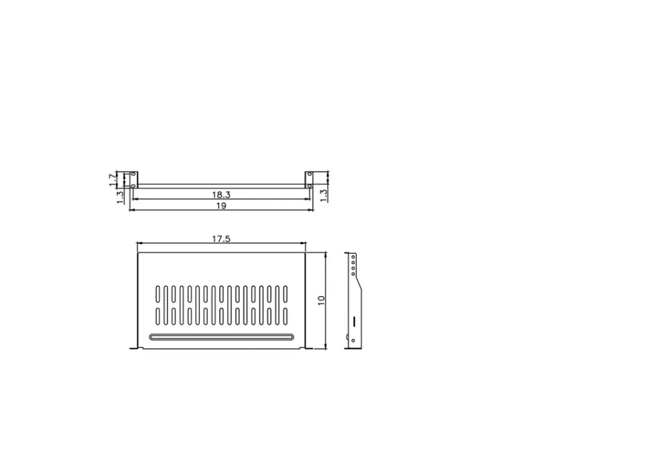 1U 19-Inch Vented Rackmount Shelf for Network Cabinet Rack 9" Deep