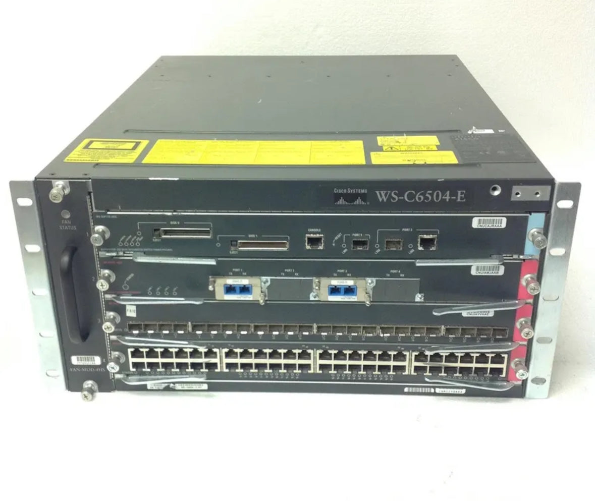 CISCO WS-6500 WS-C6504-E 4 Slot Chassis With 4HS Fan, 2x PWR-2700-AC/4, WS-SUP720-3BXL