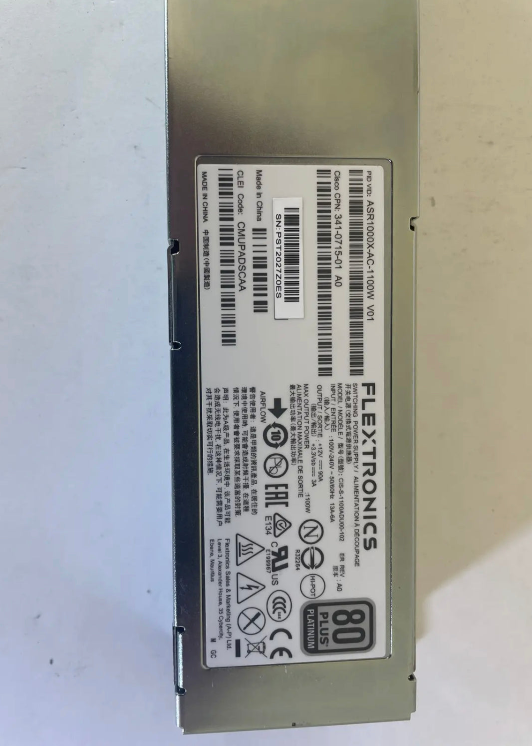 Cisco ASR1000X-AC-1100W V01 Power Supply