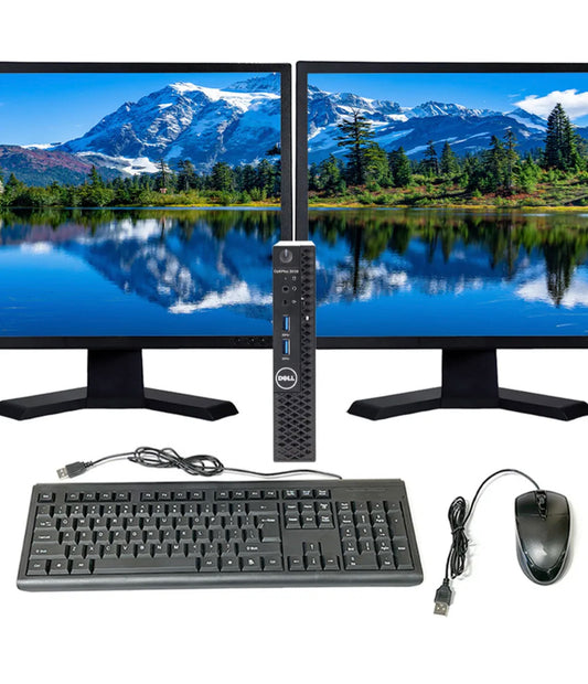 Dell Computer i5 PC With 16GB RAM 1TB HD 512GB SSD Dual 22in LCD Monitors Windows 10 Pro