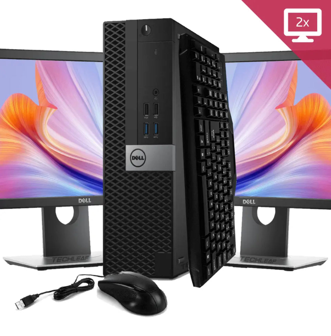 Dell Desktop Computer PC i7, With 64GB RAM, 2TB SSD, DUAL 24" LCDs, Windows 10 **FAST PC**