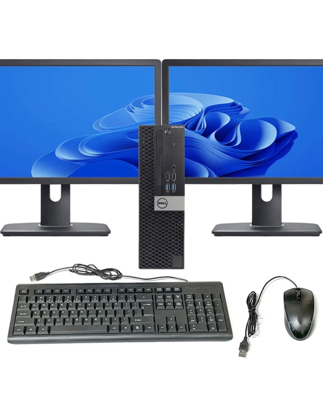 Dell Desktop i5 SFF Computer BUNDLE 16GB 240GB SSD Dual 22in LCD Windows 10 Pro Wi-Fi