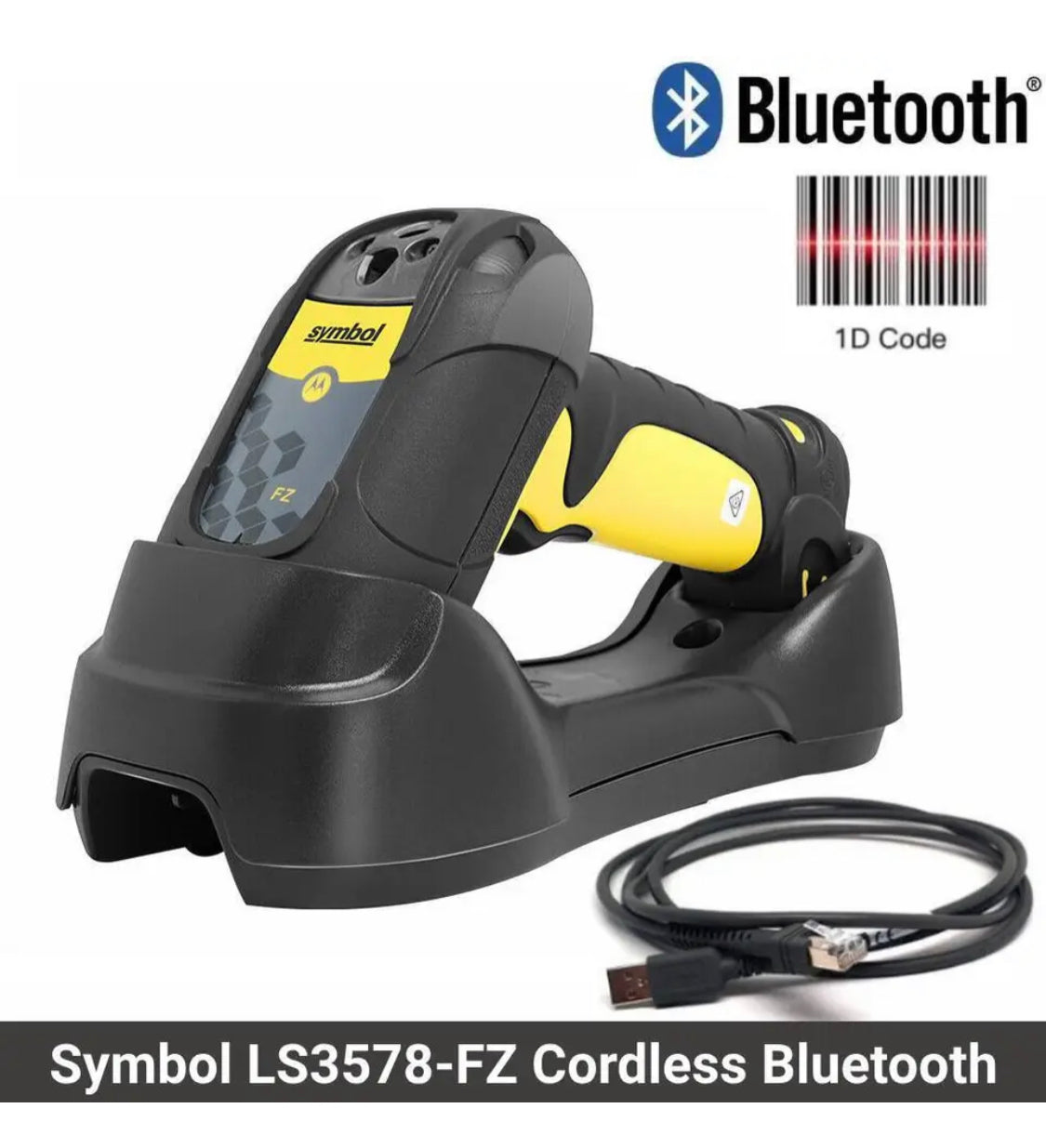 NEW Symbol Motorola LS3578-FZ Wireless Barcode Scanner + USB Cradle Dock