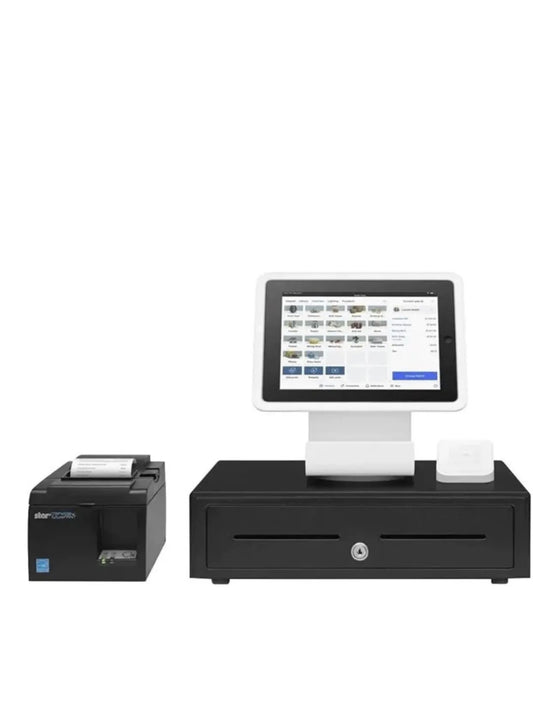 Square POS system with iPad, cash drawer, stand, receipt printer