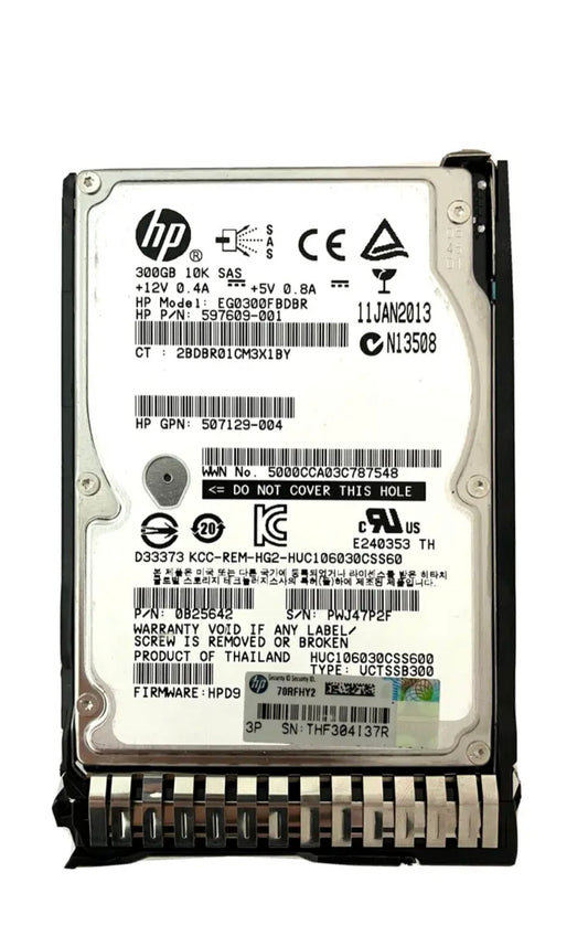 HPE EG0300FBDBR HDD 300GB SAS 6Gb/s 2.5" 597609-001 512 b/s