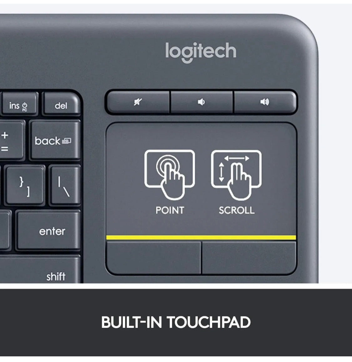 Logitech Wireless Touch Keyboard K400 with Built-In Multi-Touch Touchpad, Black