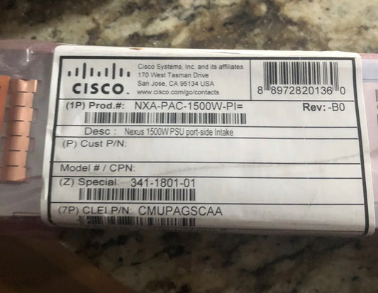 Cisco NXA-PAC-1500W-PI Power Supply, Hot-Plug/Redundant, 1500W No Box