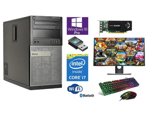 Dell i7 Gaming Desktop PC Computer SSD Nvidia K1200 Win 10 16GB bundle 1TB SSD