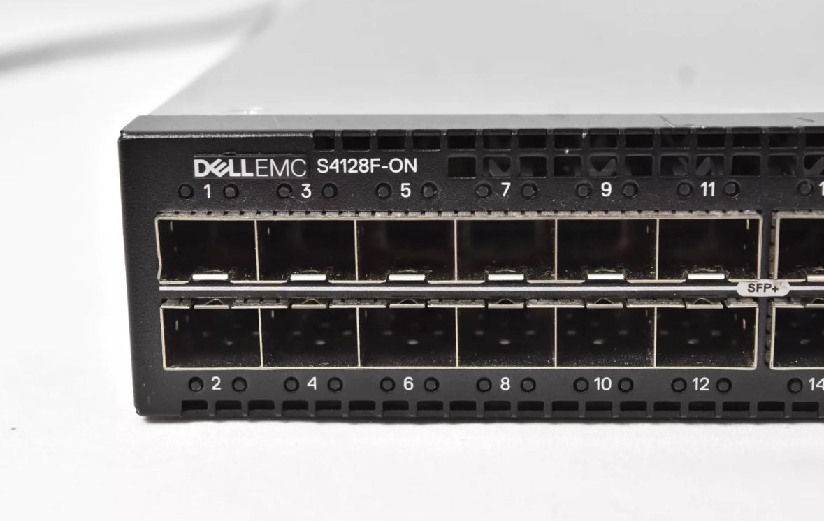 DELL S4128F-ON 28X 10GBE SFP+ & 2X 100GBE QSFP28 PORT SWITCH W/ 2X AC PSU & FANS