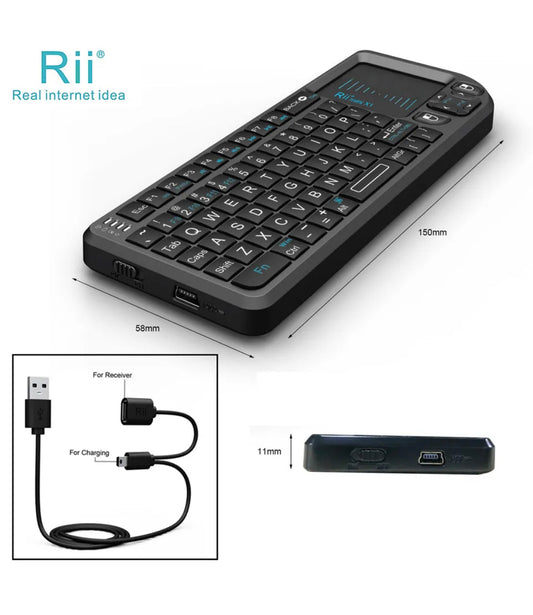 Rii tek X1 Mini 2.4G Black Wireless Keyboard with Mouse Touchpad Remote Control