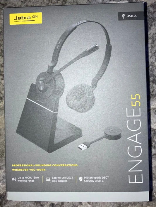 Jabra Engage 55 Stereo dual ear Wireless Headset w/ Desk Stand/Charger