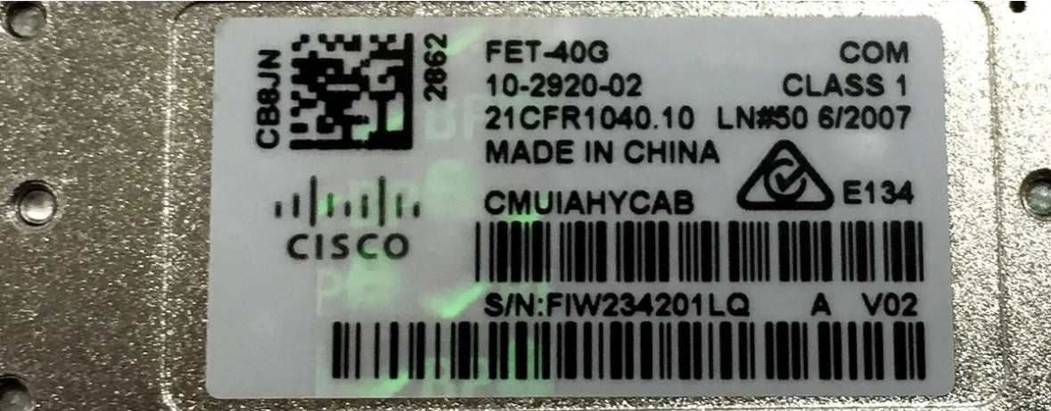 Genuine Cisco FET-40G Fabric Extender Transceiver 10-2920-02