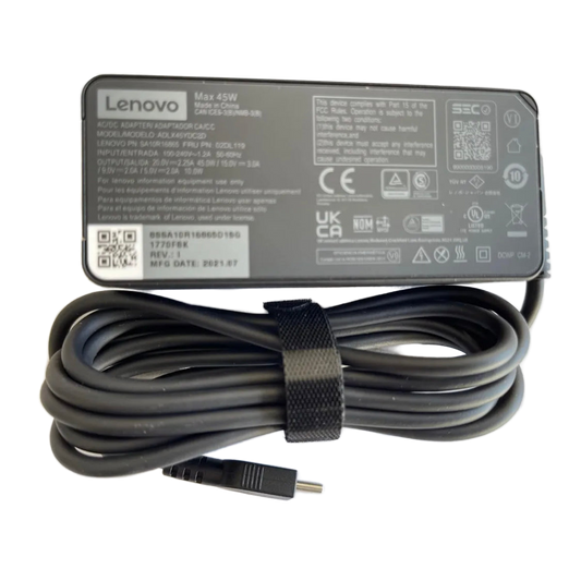 Genuine Lenovo 45W USB C Type C Laptop AC Adapter Charger 20V 2.25A ADLX45YDC2D